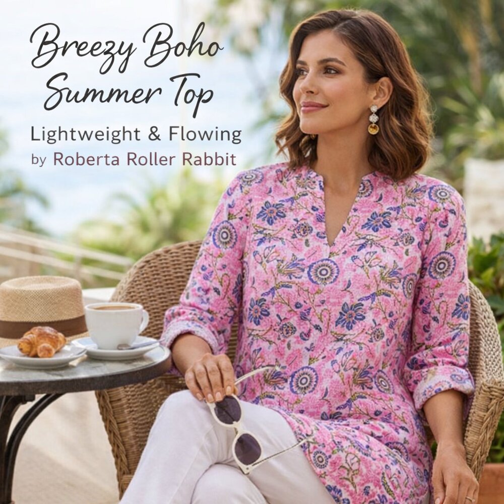 Roberta Roller Rabbit Pink‎ Floral Tunic | Lightweight Resort Top